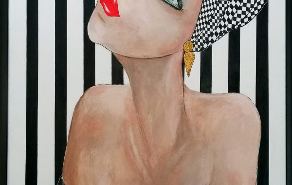 Lady of art, Acryl auf Keilrahmen mit Rahmen 63 x 83 cm ( April 2023 mit einem Artistic Excellence Award ausgezeichnet und Beitrag im Spotlight Contemporary Art Magazine )