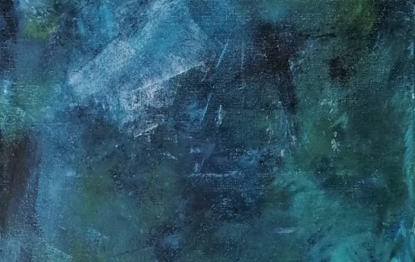 Abstrakt blau-grün, Acryl auf Keilrahmen 35 x 100 cm