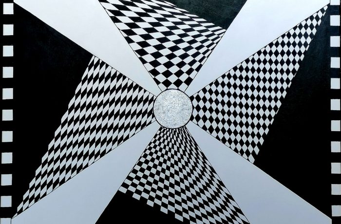 “Punktgenau”, Acryl auf Keilrahmen 80 x 80 x 4 cm