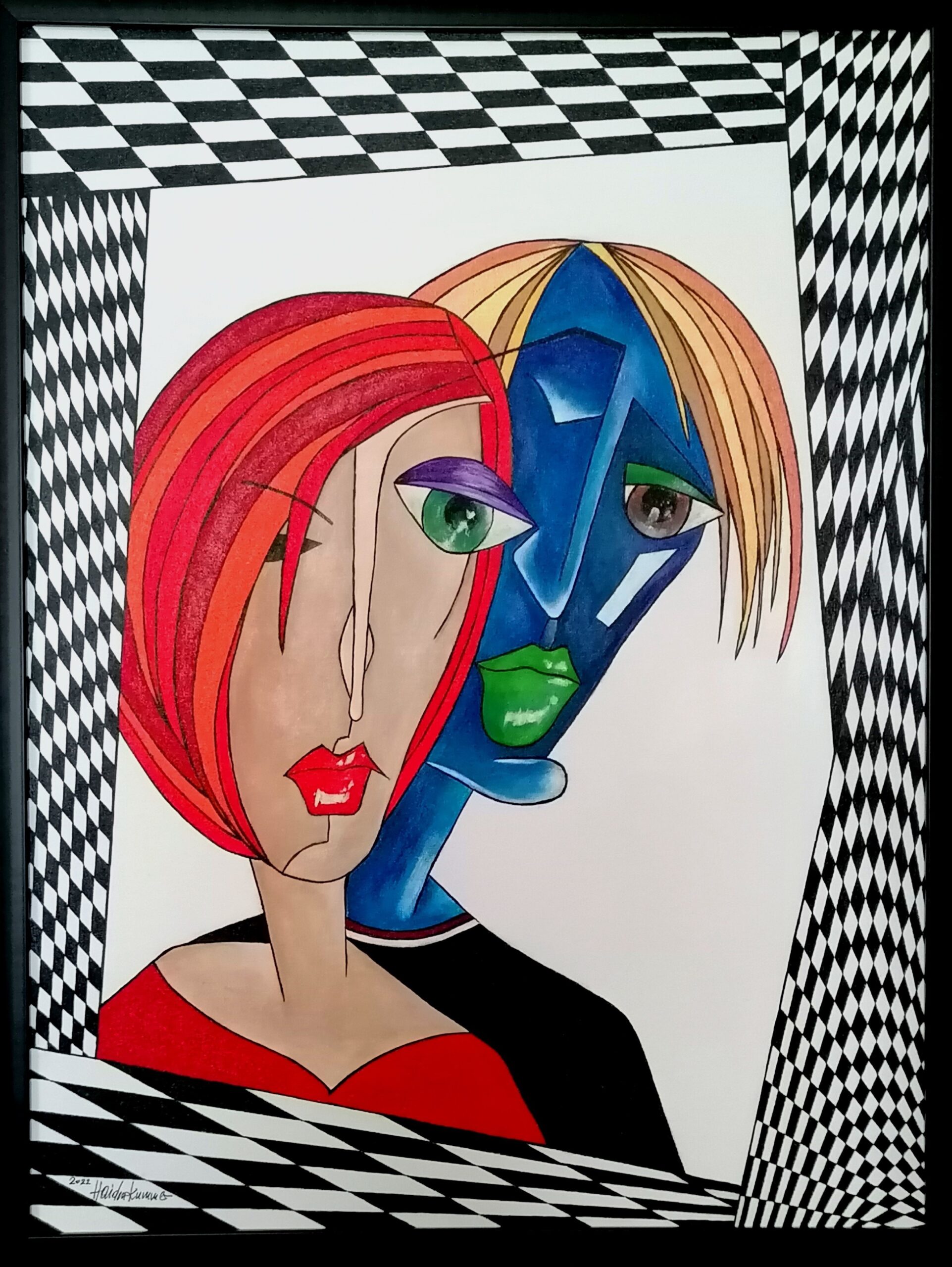der x Acryl – mit Sofa Kunstpreis ( Juni Deutschland Team”, Kubismus auf 83 dem in Galerie mit cm Rotes im Rahmen Keilrahmen 63 ausgezeichnet ) 2023 Dream